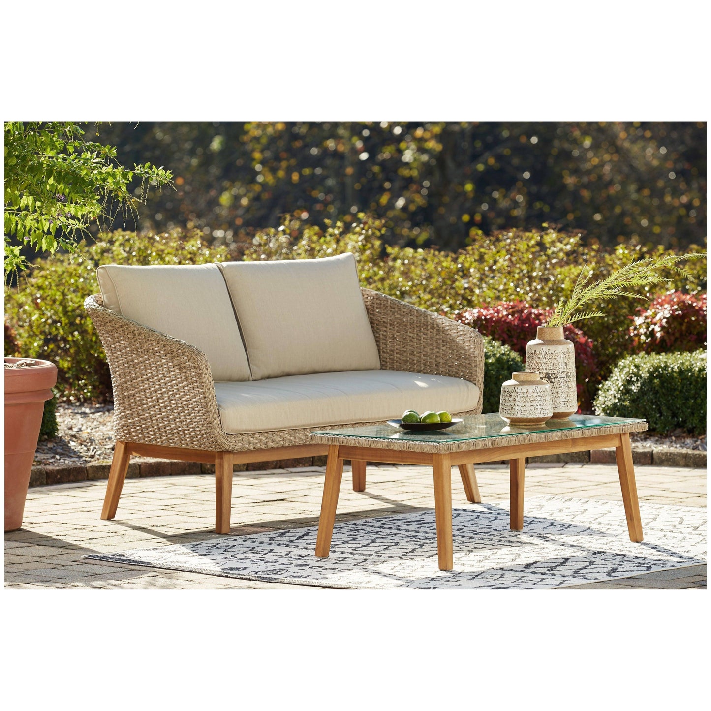 Ashley Crystal Cave Outdoor Loveseat with Table*FINAL SALE*