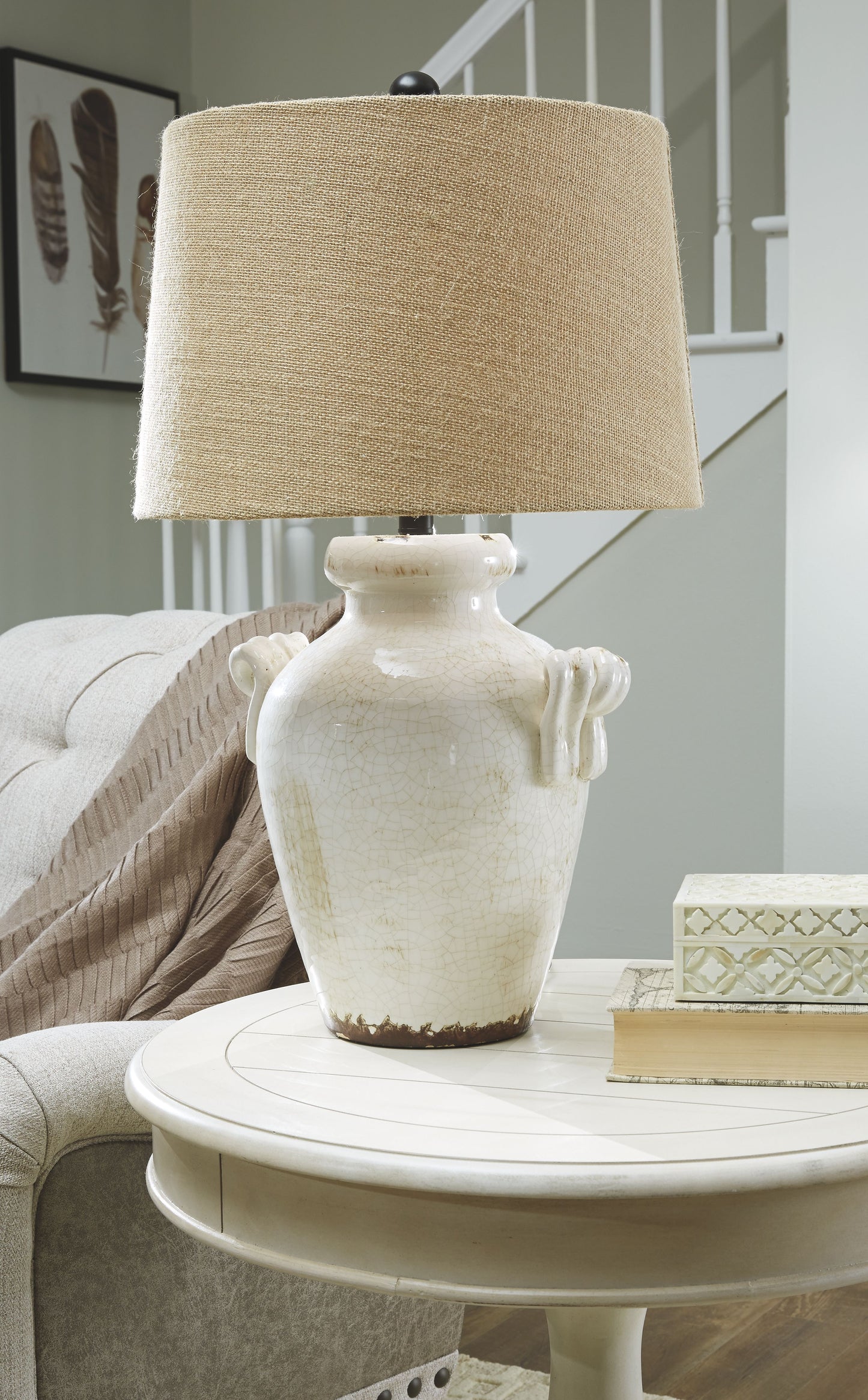 Emelda - Cream - Ceramic Table Lamp