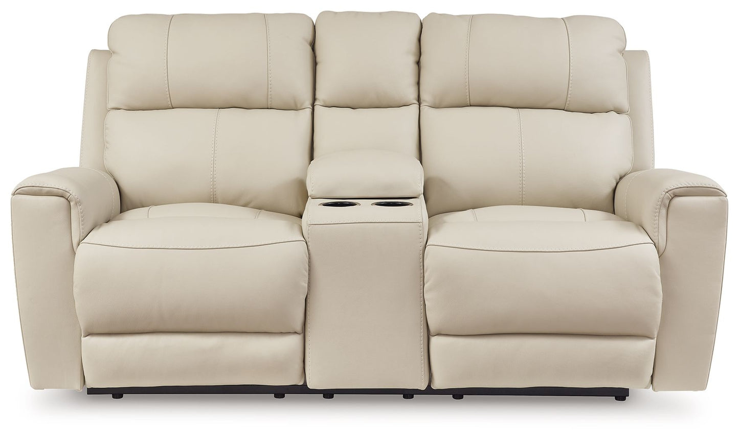 Dahlmoore - Almond - Dbl Power Reclining Loveseat With Console