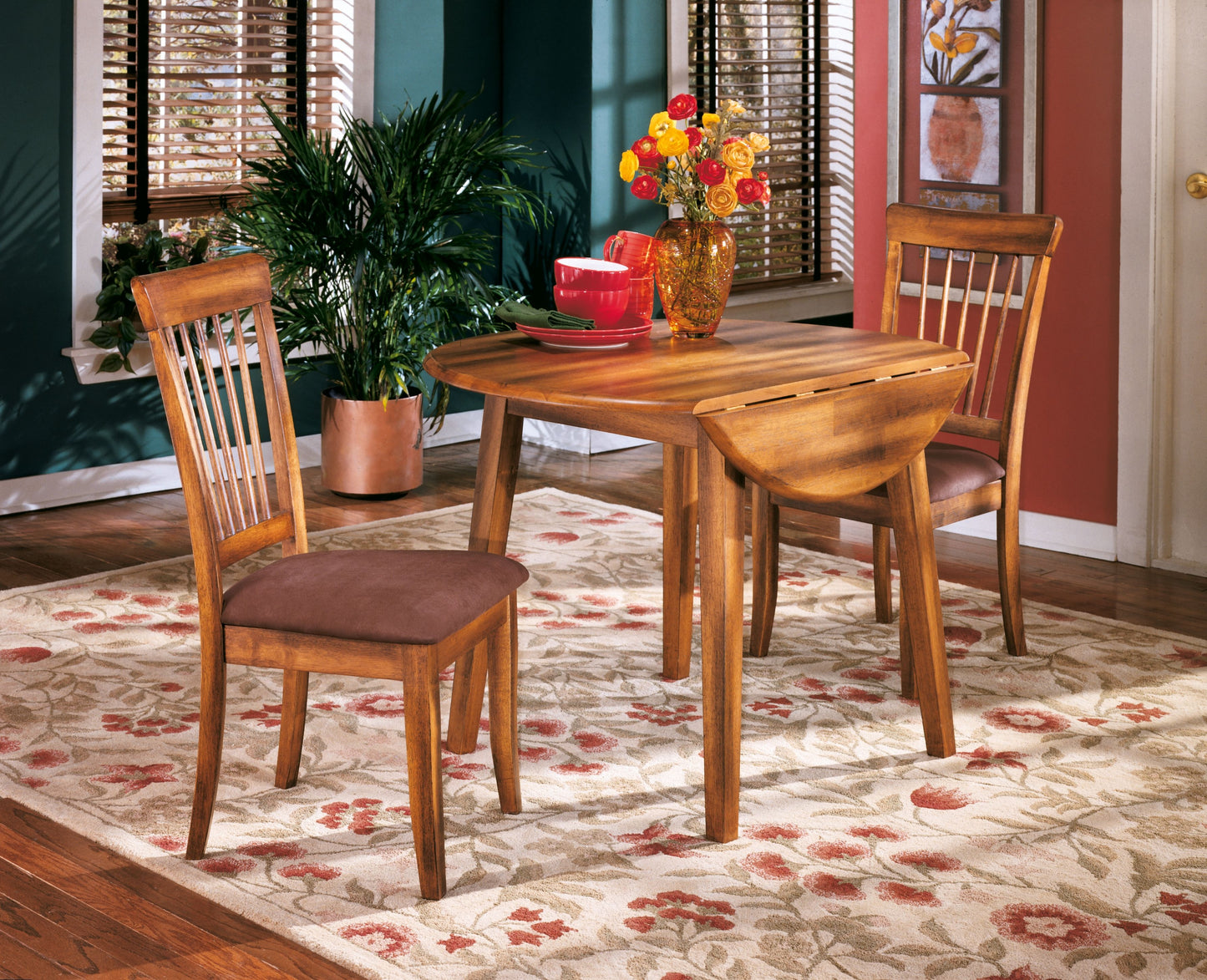 Berringer - Rustic Brown - Round Drm Drop Leaf Table