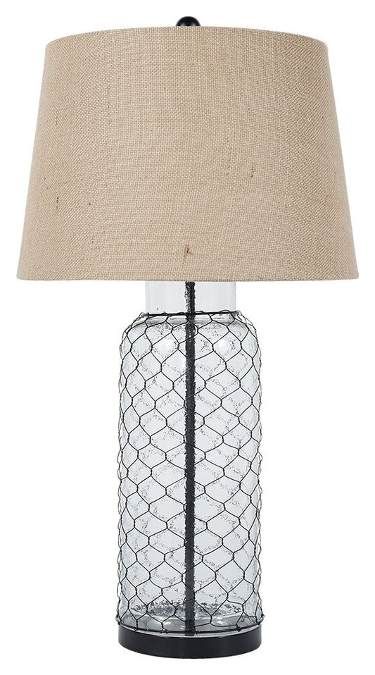 Sharmayne - White - Glass Table Lamp  - Wrapped with Wire