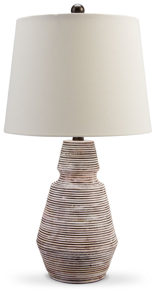 Jairburns - Brick Red / White - Poly Table Lamp (Set of 2)