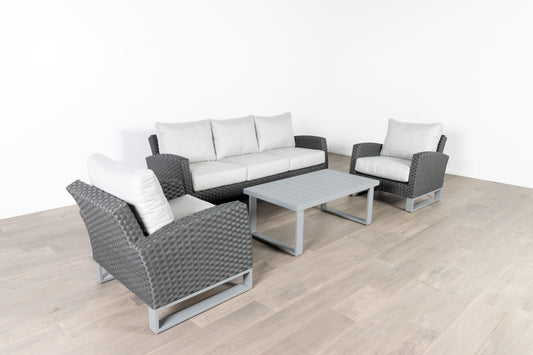 Fiji - 2 Pieces Sofa And Slat Top Coffee Table Set - Gray