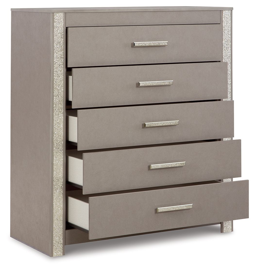 Surancha - Gray - Five Drawer Wide Chest