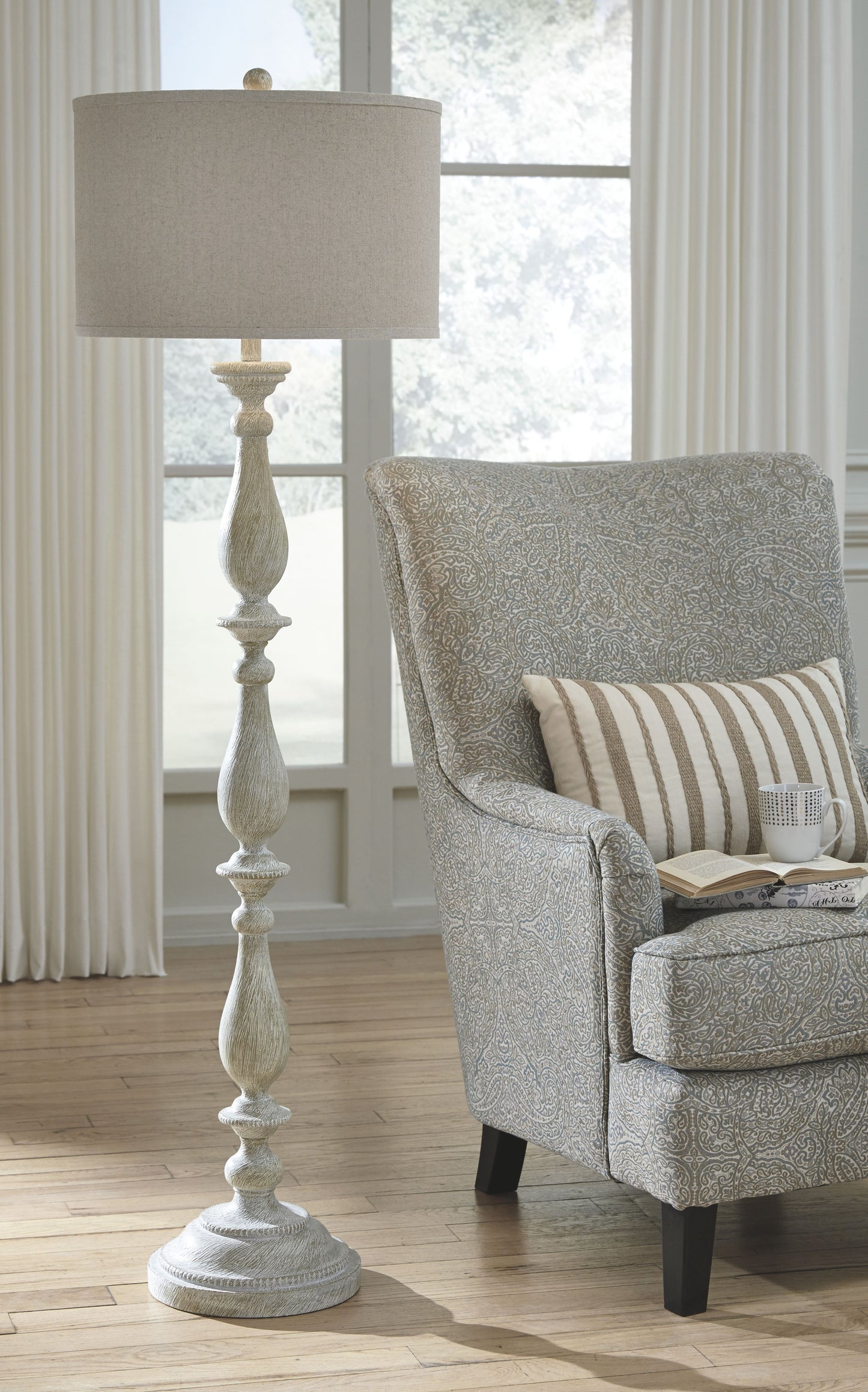 Bernadate - Whitewash - Poly Floor Lamp