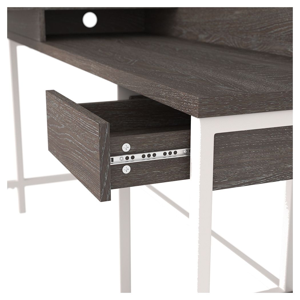 Dorrinson - White / Black / Gray - L-desk With Storage