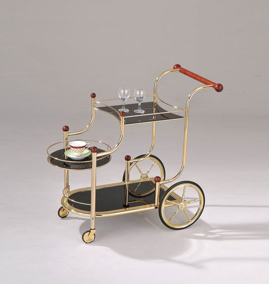 Lacy - Serving Cart - Gold Plated & Black Glass