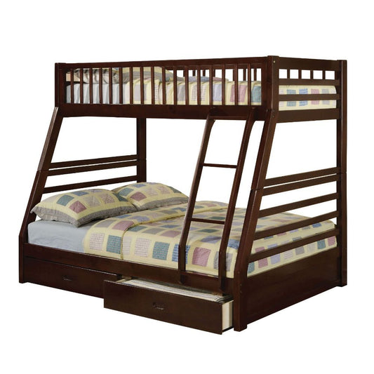 Jason - Twin Over Full Bunk Bed With 2 Drawers - Dark Brown - 79"